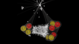 LHC'deki proton-proton çarpışmalarında üretilen proton-döteron sistemindeki güçlü etkileşimin gösterimi.