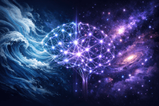 Cambridge Üniversitesi öncülüğünde geliştirilen ve dil yerine fizik kurallarıyla eğitilen Walrus ve AION-1 yapay zeka modellerini temsil eden, akışkanlar ve uzay temalı dijital illüstrasyon.